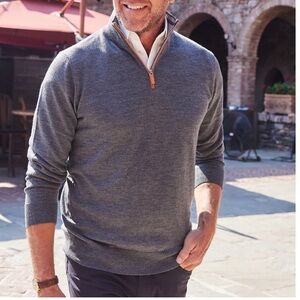 NEW Collars &Co Men's Gray Quarter-Zip Sweater size Small